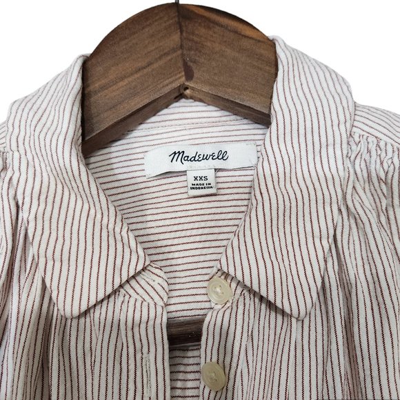 Madewell Central Stripe Oversized Fit Button-Down Red and White Shirt XS - Picture 7 of 10